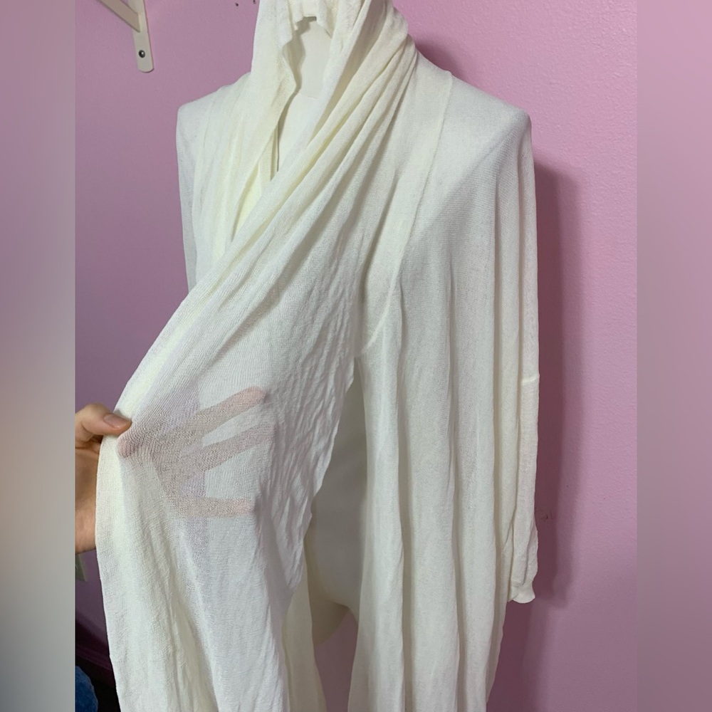 Zara Cream Sheer Scarf Open Sweater M - Picture 8 of 14